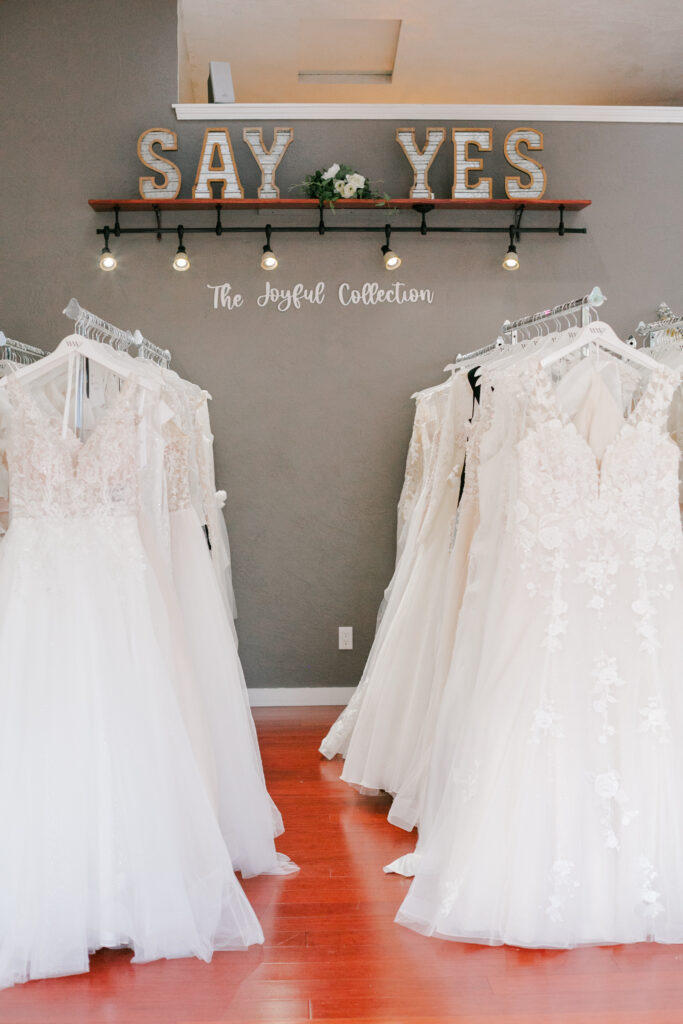 wedding dresses at pacific northwest bridal shop, Weddings with Joy. 