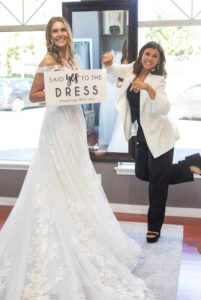 Bridal Stylist, Meadow with a #joyfulbridetobe who said yes to her wedding dress at Weddings with Joy.