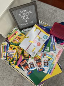 pile of school supplies